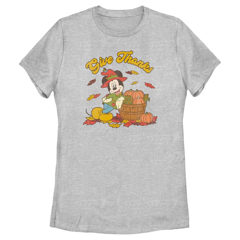 Women's Mickey & Friends Give Thanks Scarecrow Mickey T-Shirt, 1 of 5