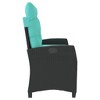 vidaXL Reclining Patio Bench with Cushions, Outdoor Garden Furniture, Adjustable Backrest, Weather-Resistant Poly Rattan, Black and Turquoise - 4 of 4