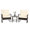 3 Pieces Patio Seating Set,Patio Rocking Rattan Chair Set Of 2 With Coffee Table,Patio Chairs Outdoor With Cushion -Maison Boucle - 2 of 4