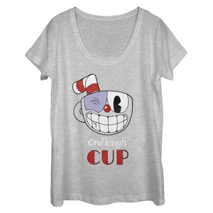 Women's Cuphead Tough Cup Grin Scoop Neck - 1 of 3