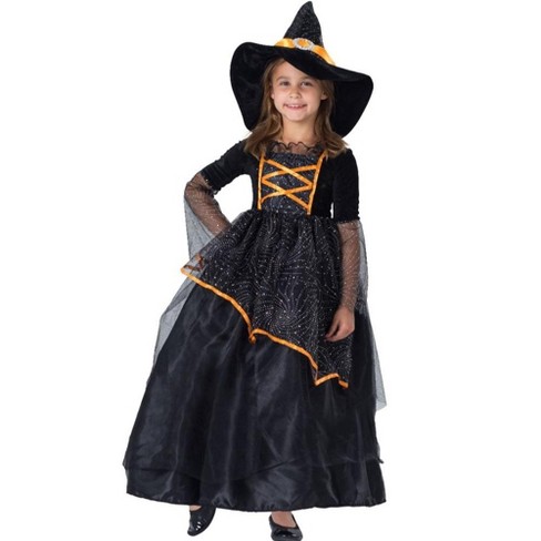 Orange Black Dress, Witch Halloween Costume, Girls, Kids Floor