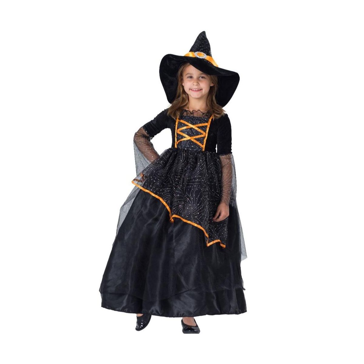 Dress Up America Black and Orange Witch Costume for Girls