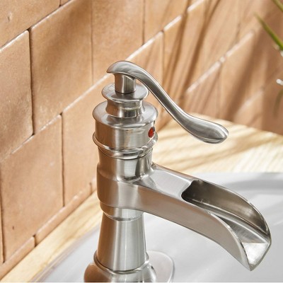Brushed Nickel Single-Handle Waterfall Bathroom Faucet