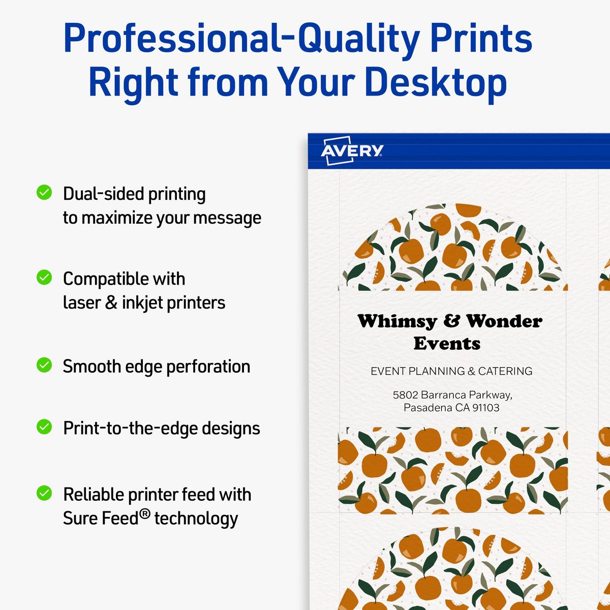 Avery Matte White Flat Cards, 4-3/4" x 3-1/2" Arched - thumbnail 2
