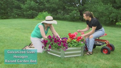 Hexagon Gray Galvanized Steel Raised Garden Bed