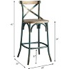 Sapphtopaz 1PC Retro Bar Stools with Metal Frame Wooden Seat Counter Height Bar Stools with Footrest&Backrest Dining Chairs for Kitchen Island - 3 of 4