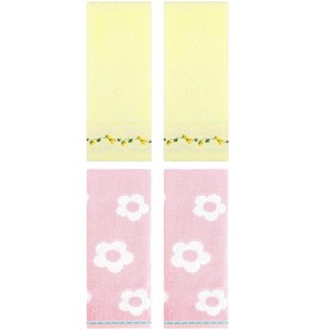 REGALWOVEN 4 Pcs Cute Floral Pattern Bathroom Soft Absorbent Hand Towel - 1 of 4
