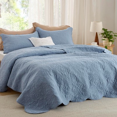 Комплект постельного белья Bedsure Queen из 3 предметов, стёганый, Mineral Blue — фото 2