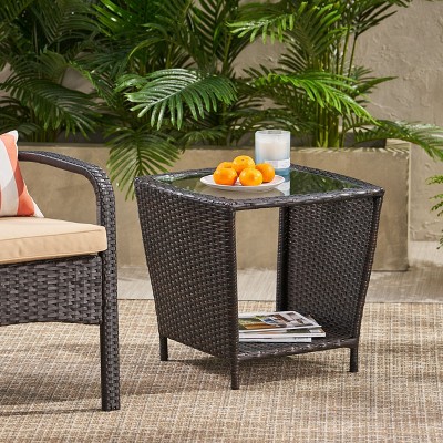 Sapphtopaz Modern Outdoor End Table Outdoor Side Table, Patio Table Small Table for Backyard, Balcony, Porch
