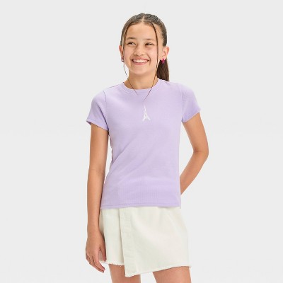 Girls' Graphic Baby T-shirt - Art Class™ Light Purple M : Target