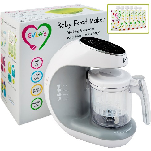 Evla's Baby Food Maker, Steamer, Blender, Grinder, Food Processor With  Reusable Food Pouches, White : Target