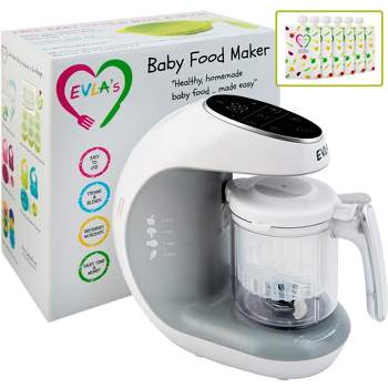 EVLA's Baby Food Maker, Steamer, Blender, Grinder, Food Processor with Reusable Food Pouches, White