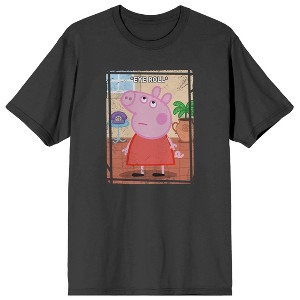 Peppa Pig Eye Roll Adult Charcoal Crew Neck Short Sleeve T-shirt - 1 of 3