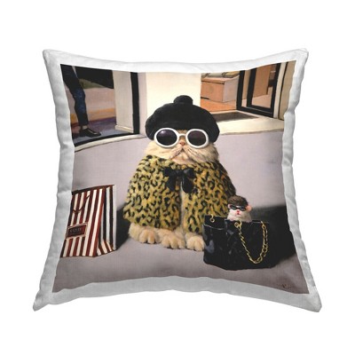 Stupell Industries Sassy Glam Cat Designer Fashion Couture Handbag