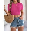 Crop Tops for Women Crew Neck Short Sleeve Ribbed Knit Tight T Shirts Slim Fit Basics Tees Going Out Crop Tops Shirts - 4 of 4