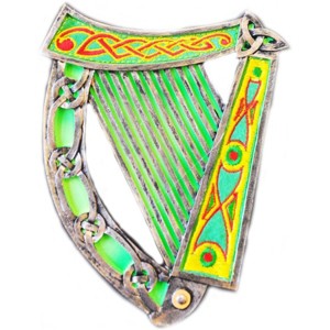 Slickblue Irish Harp Wall Plaque, Hand Painted & Embroidered, Wall Decor, Celtic Style, 6.69"x5.9" - 1 of 3