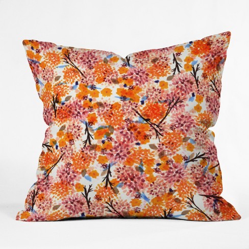 Orange floral throw sales pillows