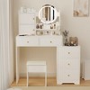 Gulches Elegant Glow White Vanity  Tables Set with Adjustable Mirror & Storage - 2 of 4