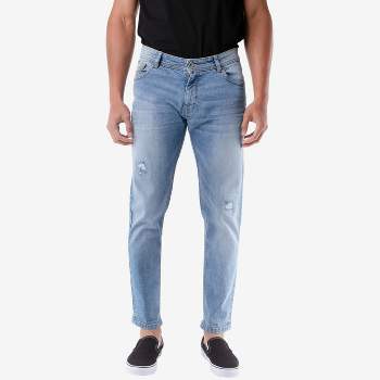 Neo Blue Denim Fade Black Skinny Jeans 98% Cotton 2% Spandex