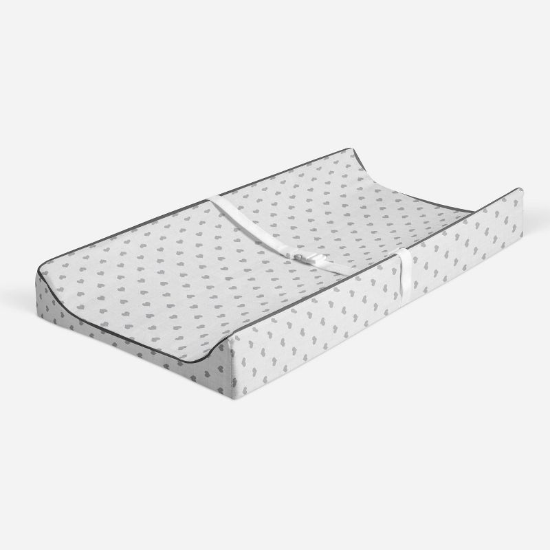 Bacati - Hearts Quilted Muslin Changing Pad Cover Gray, 2 of 10