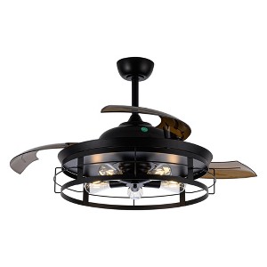 Parrot Uncle 52" Modern Black Fandeliers with Light and Remote - 1 of 4