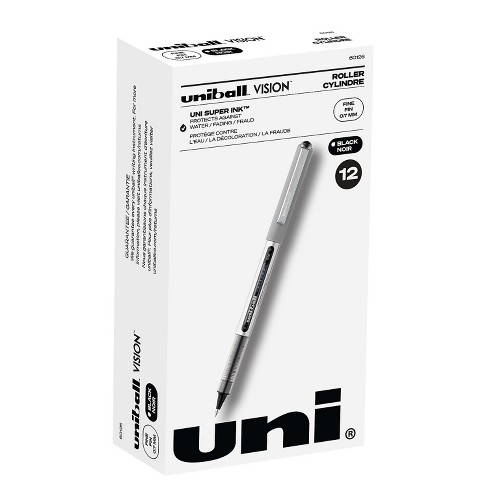 Uni-ball Vision Rollerball Pens Fine Point Black Ink Dozen (60126