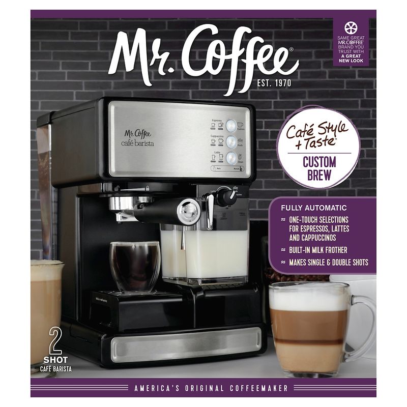 Mr. Coffee Programmable Espresso, Cappuccino, Coffee Maker with Automatic Milk Frother and 15-Bar Pump Stainless Steel Black, 5 of 7