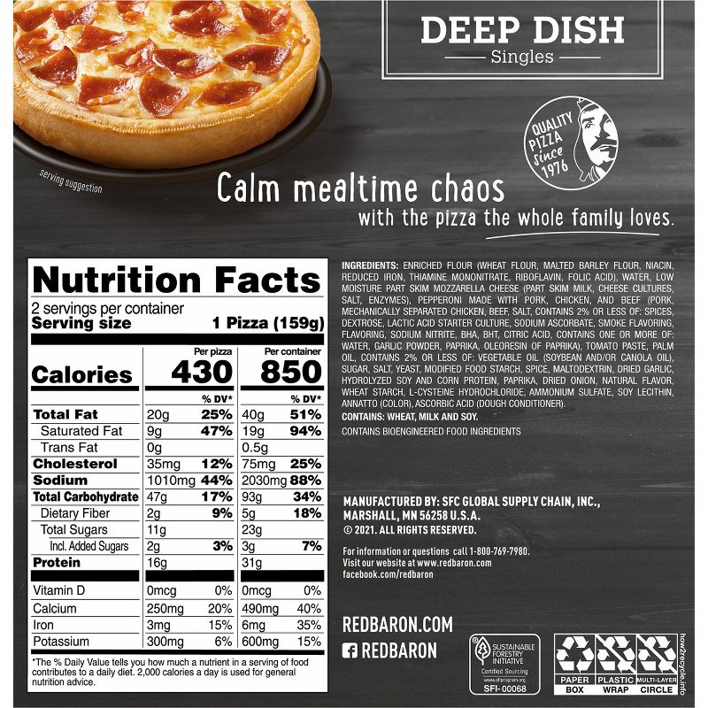 Red Baron Deep Dish Singles Pepperoni Frozen Pizza - 11.2oz, 5 of 13