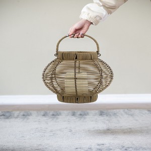 AZL1 Life Concept Decorative Lantern with Rattan Woven Candle Design Timer Function for Living Room Entryway Bedroom, Brown, 16"*12"*12" - 1 of 4