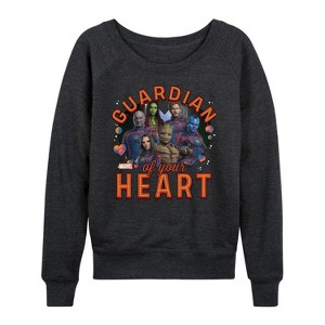 Women's - Marvel - Guardian Of Your Heart Valentine Lightweight French Terry Wide Neck Long Sleeve Shirt - 1 of 4