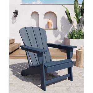 Modern Adirondack Chair - Oversize Poly Lumber Weather Resistant Firepit Chair - Outdoor Patio Chairs with Wooden Textured for Garden, Backyard, Lawn - 1 of 4