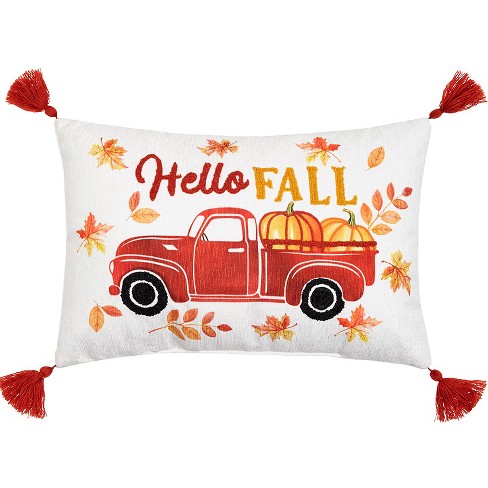 The Lakeside Collection Fall Harvest Embroidered Accent Pillow - Oblong ...