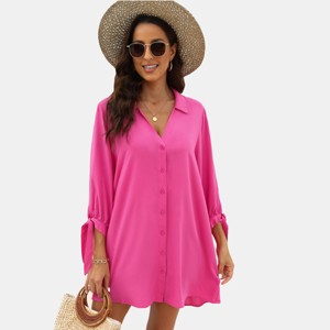 Women's Tie Cuff Button-Front Cover-Up Dress - Cupshe - 1 of 4