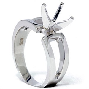 Pompeii3 Contemporary Solitaire Engagement 14K White Gold Ring Setting - 1 of 4