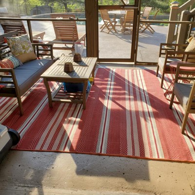 7' X 10' Global Stripe Outdoor Rug Neutral - Threshold™ : Target