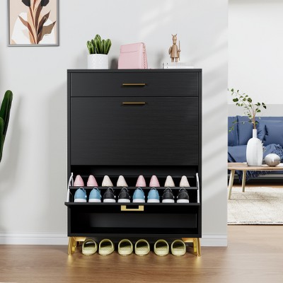 Tiramisubest 32 Inch Shoe Storage Cabinet Flip Drawer Shoe Cabinet Hidden Storage Narrow Entryway Organizer Space-Saving Shoe Rack