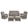 Gymojoy 7 Pieces Outdoor Patio Wicker Sofa Swivel Chair Ottoman with 6 Inch Cushions and Fire Pit Table - 3 of 4