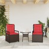 vidaXL Reclining Patio Chair Brown PE Rattan, Powder-Coated Steel Medium - 3 of 4