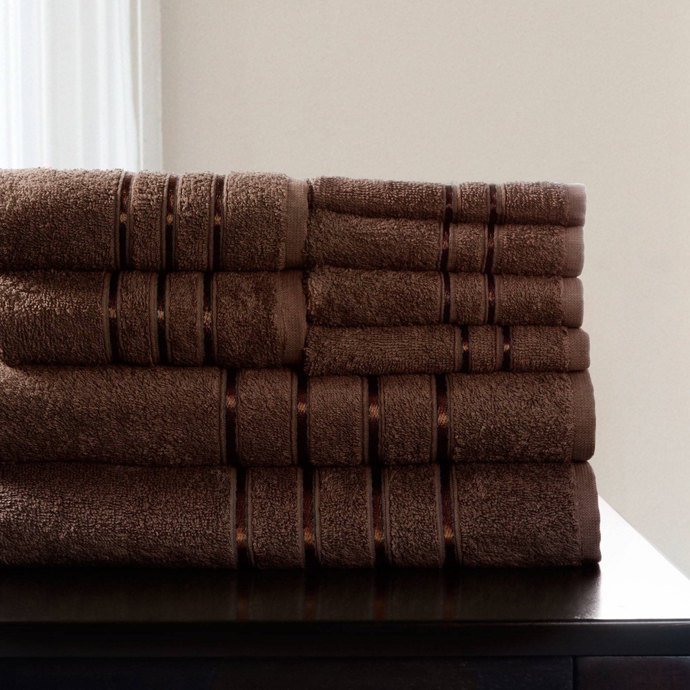 Photos - Towel 8pc Plush Cotton Bath  Set Dark Brown - Yorkshire Home