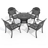 5-Piece Cast Aluminum Outdoor Dining Set: Round Table, Stackable Chairs & Red Cushions - All-Weather Patio Furniture for Your Backyard - 2 of 4