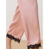 cheibear Women's Satin Elastic Wide-leg Lace Trim Loungewear Long Sleep Pants - 4 of 4