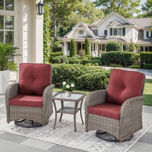 Gymojoy Outdoor Patio Wicker Swivel Chair Glider Chair Table with Removable Cushions - 1 of 4