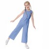 Girls' Fashion Jumpsuit Crewneck Elastic Waist Long Pants Romper with Pockets - 2 of 4