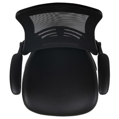 ErgoComfort 51" Black Mesh & Leather Drafting Chair with Adjustable Arms