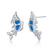 Opalata Sterling Silver Blue Inlay Opal Fish Earrings and 18" Pendant Necklace Set - 3 of 4