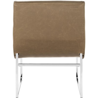Hadley Antique Taupe Velvet Tufted Wood Accent Chair