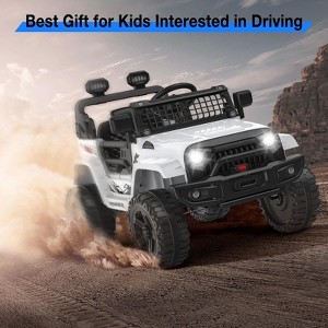 Jojoka 12V Kids Ride-On Truck w/Remote - 3 Speeds (Max 2.5MPH), Dual Motors, LED Lights, Music (Ages 3-8, 61lbs) - 1 of 4