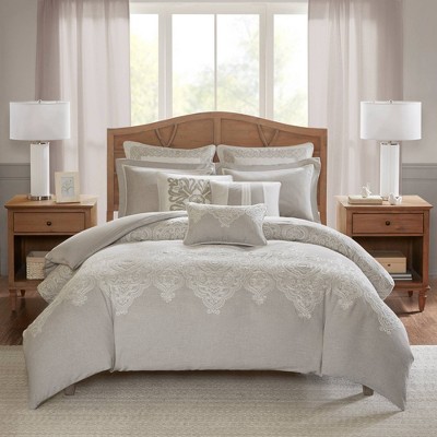 Queen White Microfiber Comforter Set with Decorative Pillows