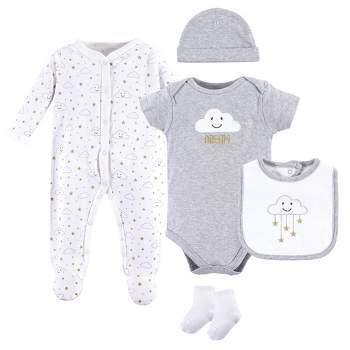 Hudson Baby Infant Unisex Cotton Layette Set, Gray Clouds