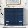 Vynxaria 36" Bathroom Vanity Cabinet with Sink Top Combo Set , Navy Blue ,Single Sink,Shaker Cabinet with Soft Closing Door and 3 Drawers - 2 of 4